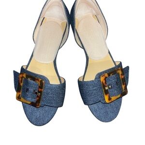 Talbots Denim Flats with Tortoise Accent